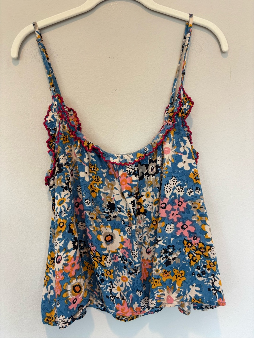 NATURAL LIFE Blue Floral Embroidered Spaghetti Strap Camisole - Picture 2 of 4